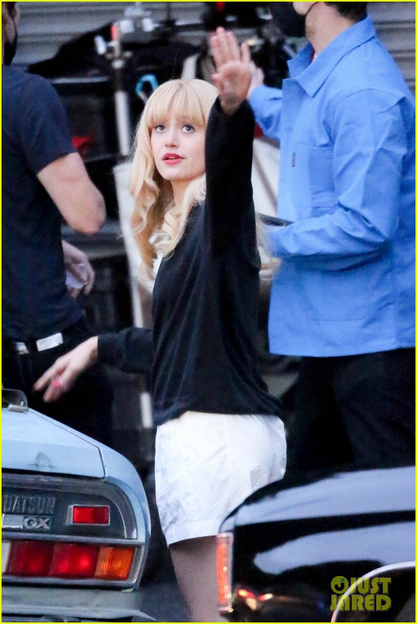 Emmy Rossum Smashes a Guitar While Filming a Scene for 'Angelyne