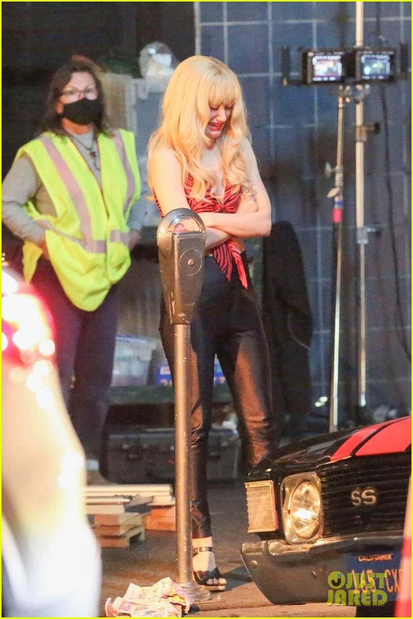 Emmy Rossum Smashes a Guitar While Filming a Scene for 'Angelyne