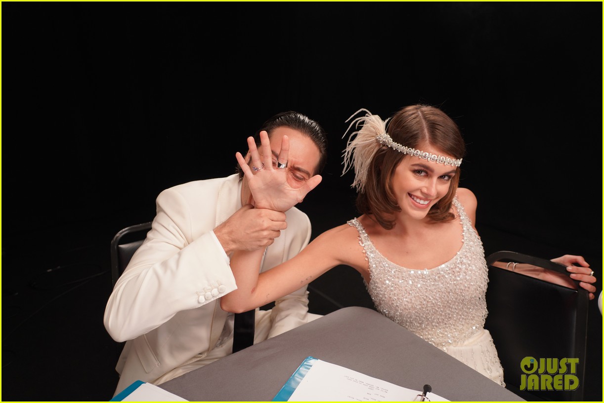 Full Sized Photo of kaia gerber jake picking the great gatsby table
