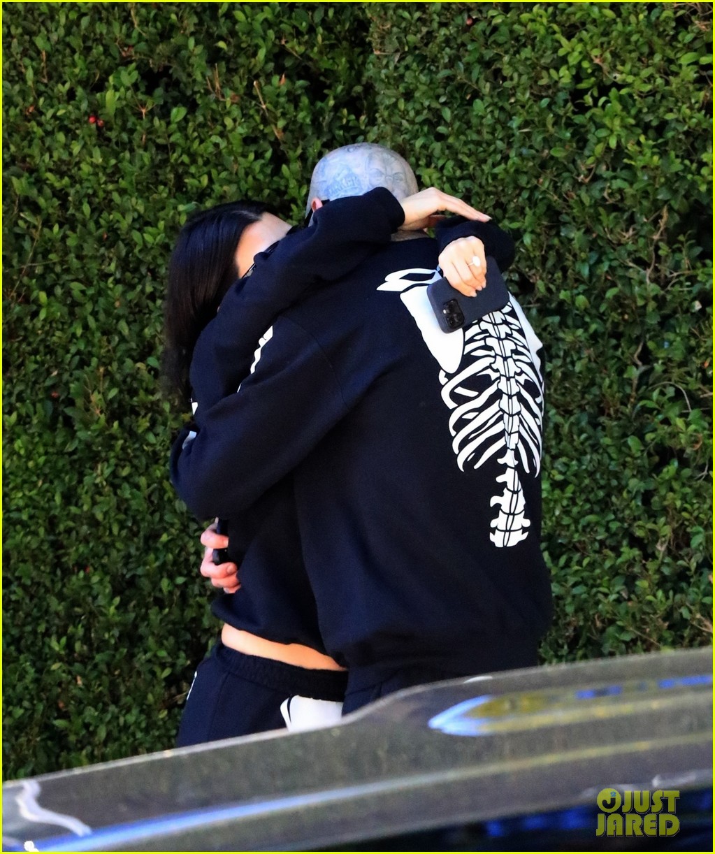 Kourtney Kardashian & Fiance Travis Barker Share Steamy Kiss While Out