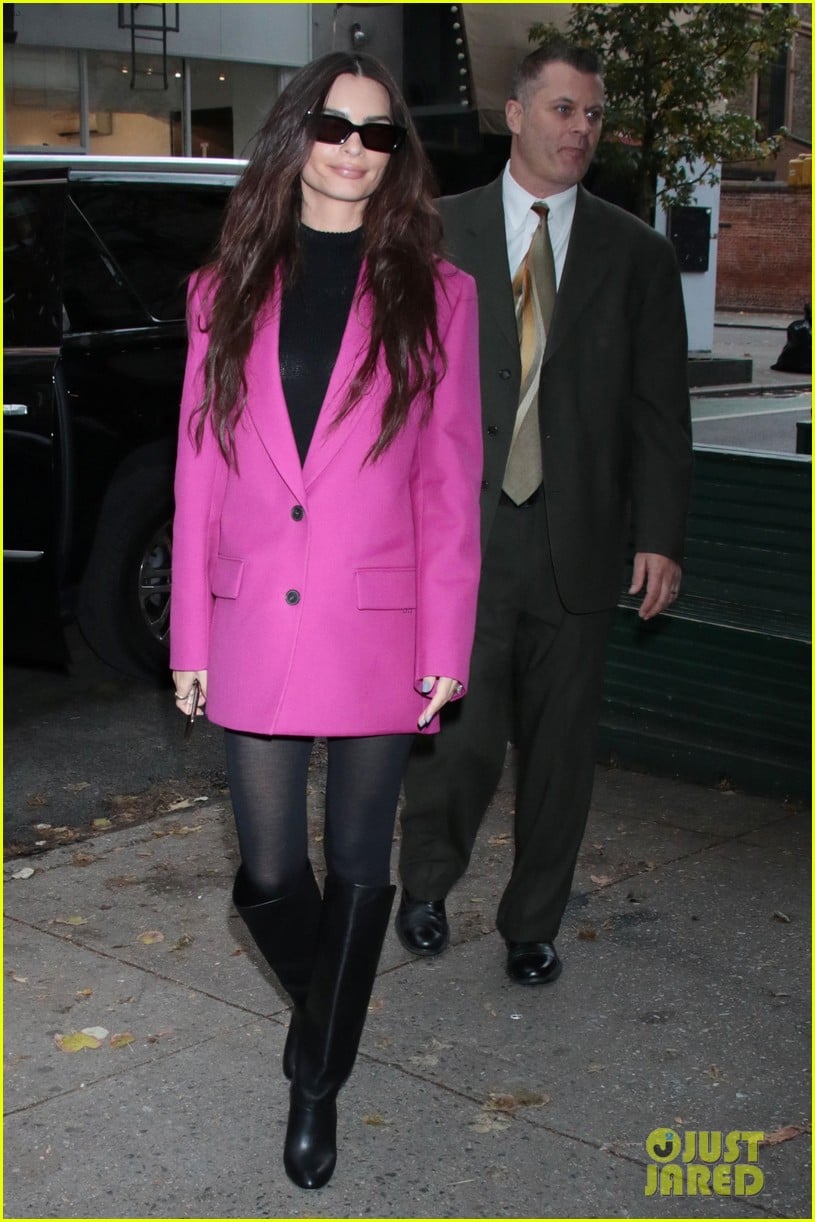 Emily Ratajkowski Sports Bright Pink Blazer for Book Signing in NYC