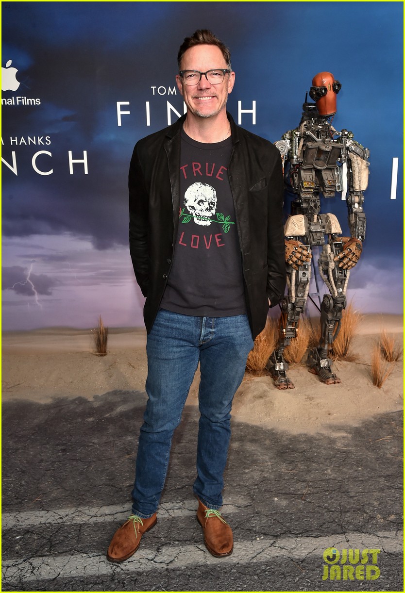 Tom Hanks Sneaks Up On CoStar Caleb Landry Jones at 'Finch' Premiere