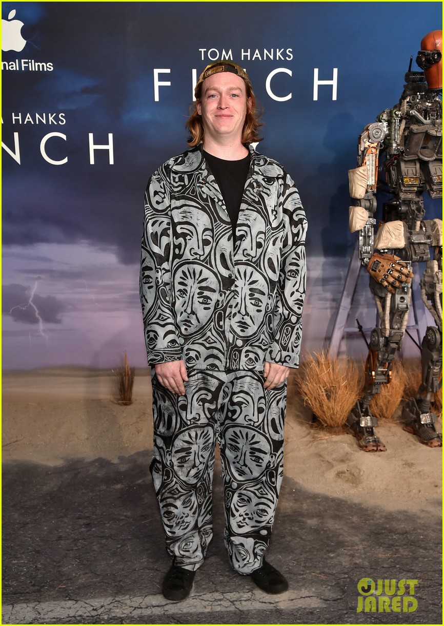 Tom Hanks Sneaks Up On CoStar Caleb Landry Jones at 'Finch' Premiere