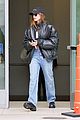 hailey bieber looks cool in leather jacket shopping beverly hills 23