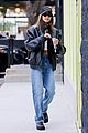 hailey bieber looks cool in leather jacket shopping beverly hills 28