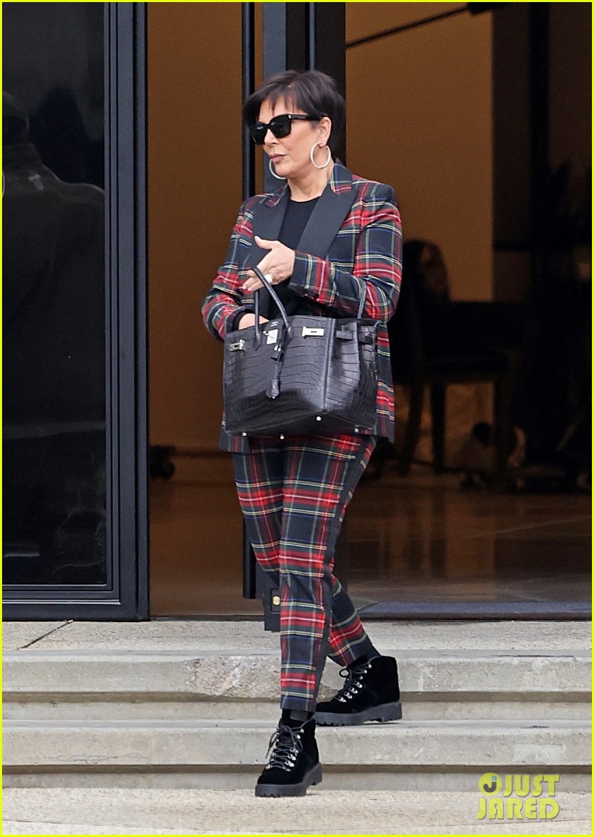 kris jenner rocks plaid suit day out with corey gamble 064678625