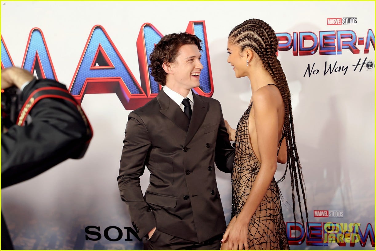 Zendaya Wows In Spiderweb Print Dress Alongside Tom Holland At Spider Man No Way Home