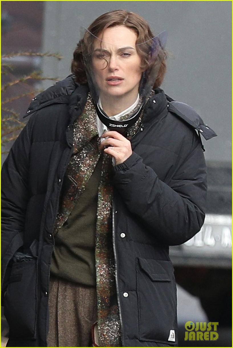 Keira Knightley Carries a Face Shield as She Arrives at 'Boston