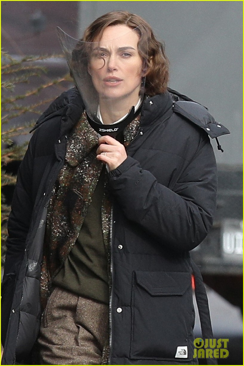 Keira Knightley Carries a Face Shield as She Arrives at 'Boston