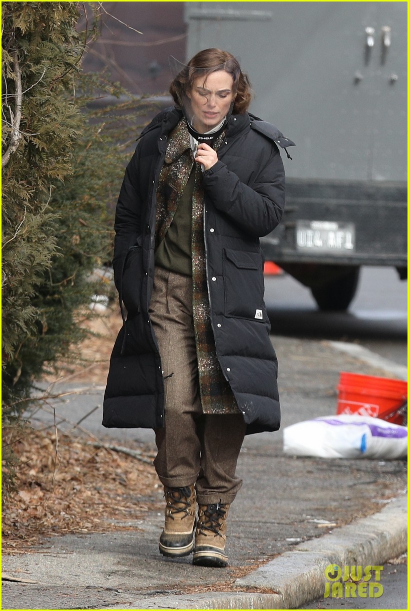 Keira Knightley Carries a Face Shield as She Arrives at 'Boston