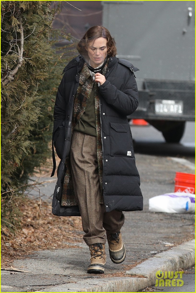 Keira Knightley Carries a Face Shield as She Arrives at 'Boston