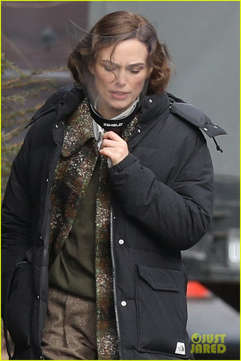 Keira Knightley Carries a Face Shield as She Arrives at 'Boston