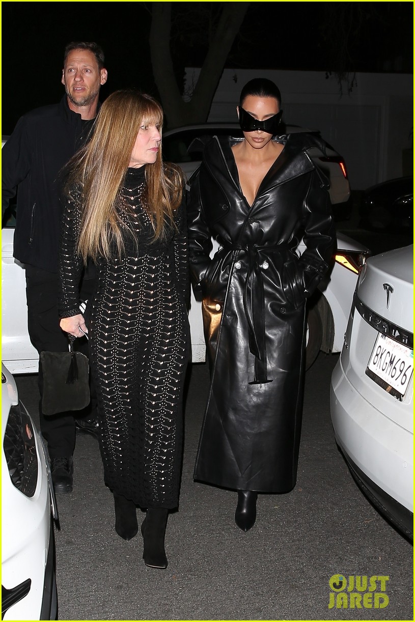 kim kardashian wears large sunglasses black leather trench coat art gallery 154693922