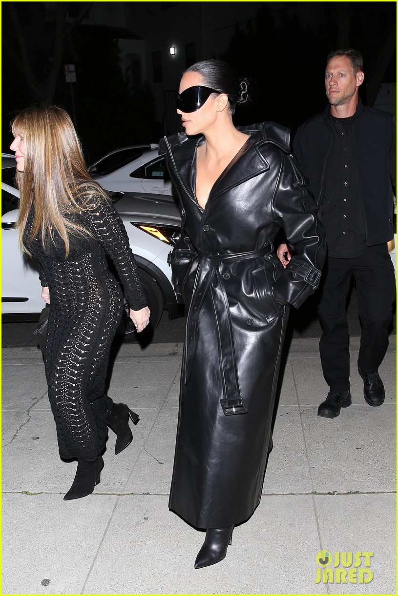 kim kardashian wears large sunglasses black leather trench coat art gallery 214693928