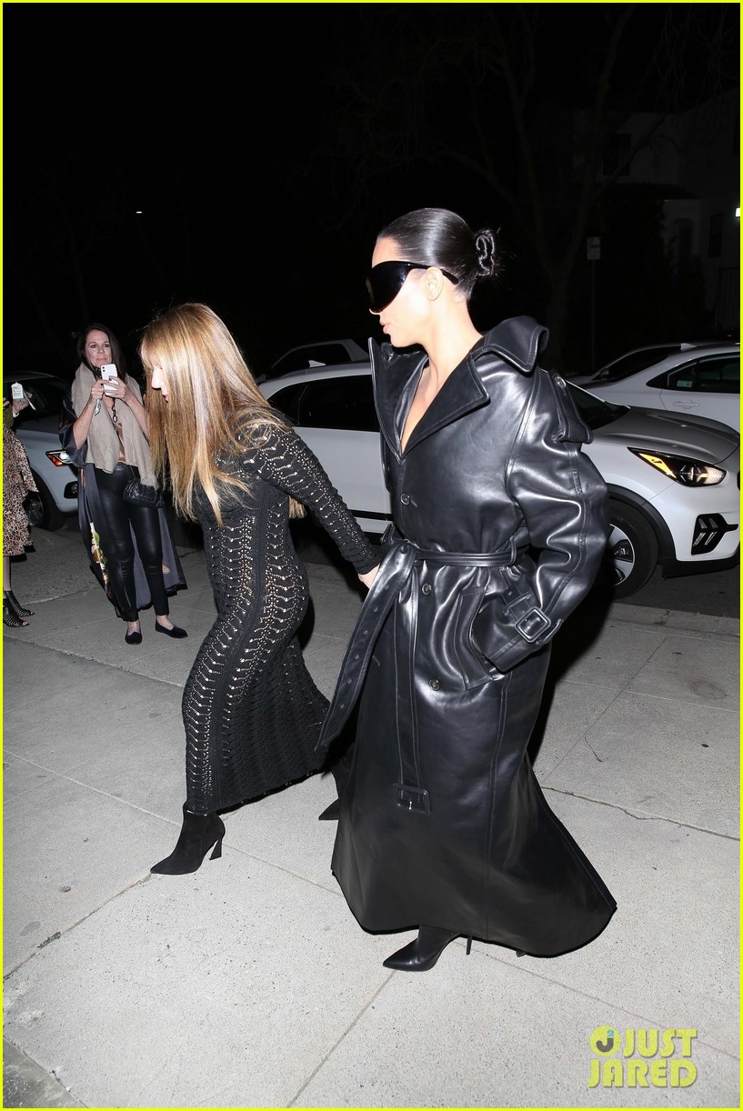 kim kardashian wears large sunglasses black leather trench coat art gallery 244693931