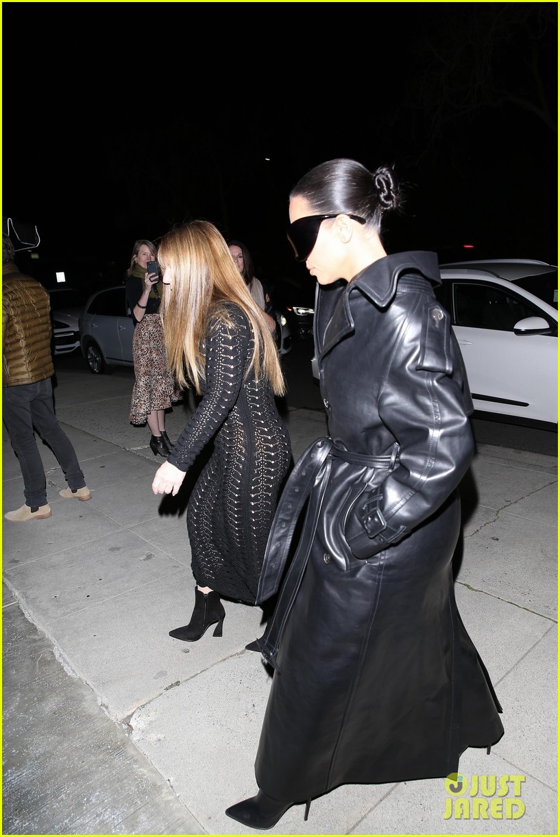 kim kardashian wears large sunglasses black leather trench coat art gallery 254693932