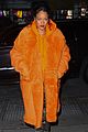 rihanna orange fuzzy coat nyc outing 02