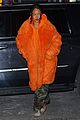 rihanna orange fuzzy coat nyc outing 03