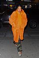 rihanna orange fuzzy coat nyc outing 05