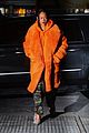 rihanna orange fuzzy coat nyc outing 06