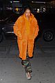 rihanna orange fuzzy coat nyc outing 07