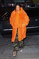 rihanna orange fuzzy coat nyc outing 09