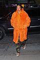 rihanna orange fuzzy coat nyc outing 10