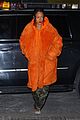 rihanna orange fuzzy coat nyc outing 12
