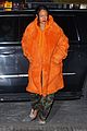 rihanna orange fuzzy coat nyc outing 13