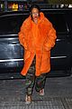 rihanna orange fuzzy coat nyc outing 15