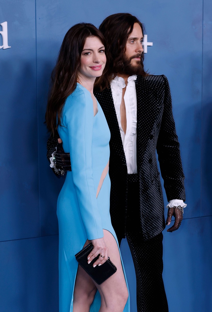 Anne Hathaway Wears Sexy Cutout Dress Next To Jared Leto at 'WeCrashed