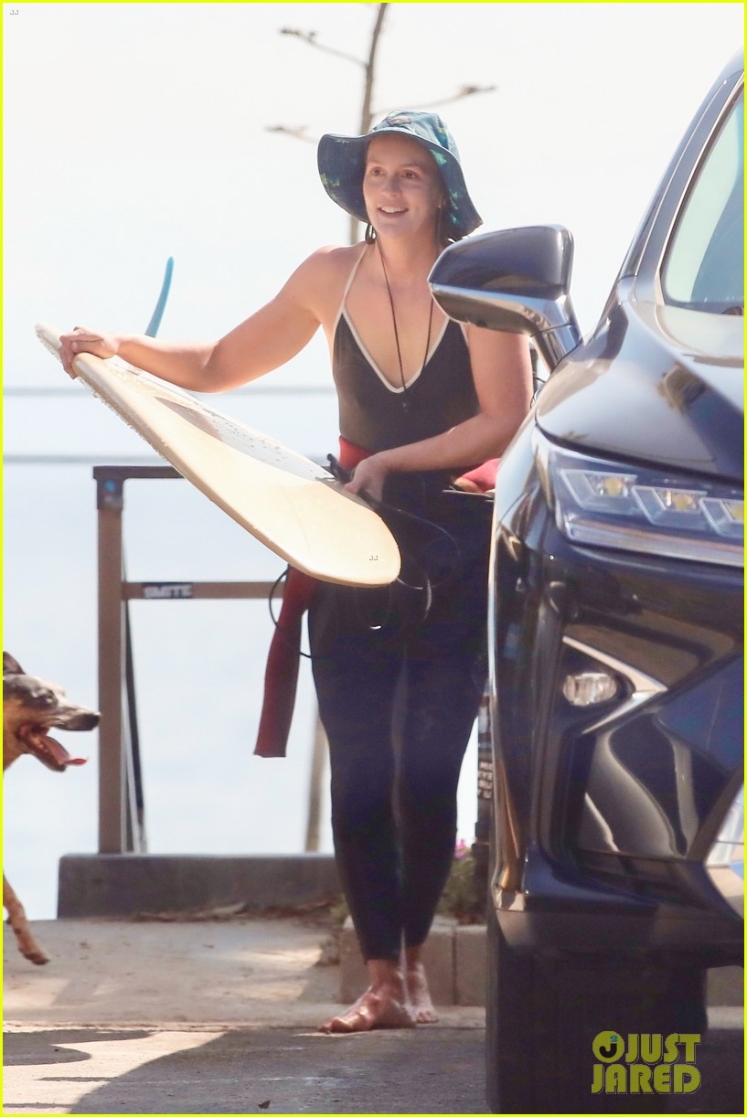 Leighton Meester Spotted Surfing with Husband Adam Brody on Release Day