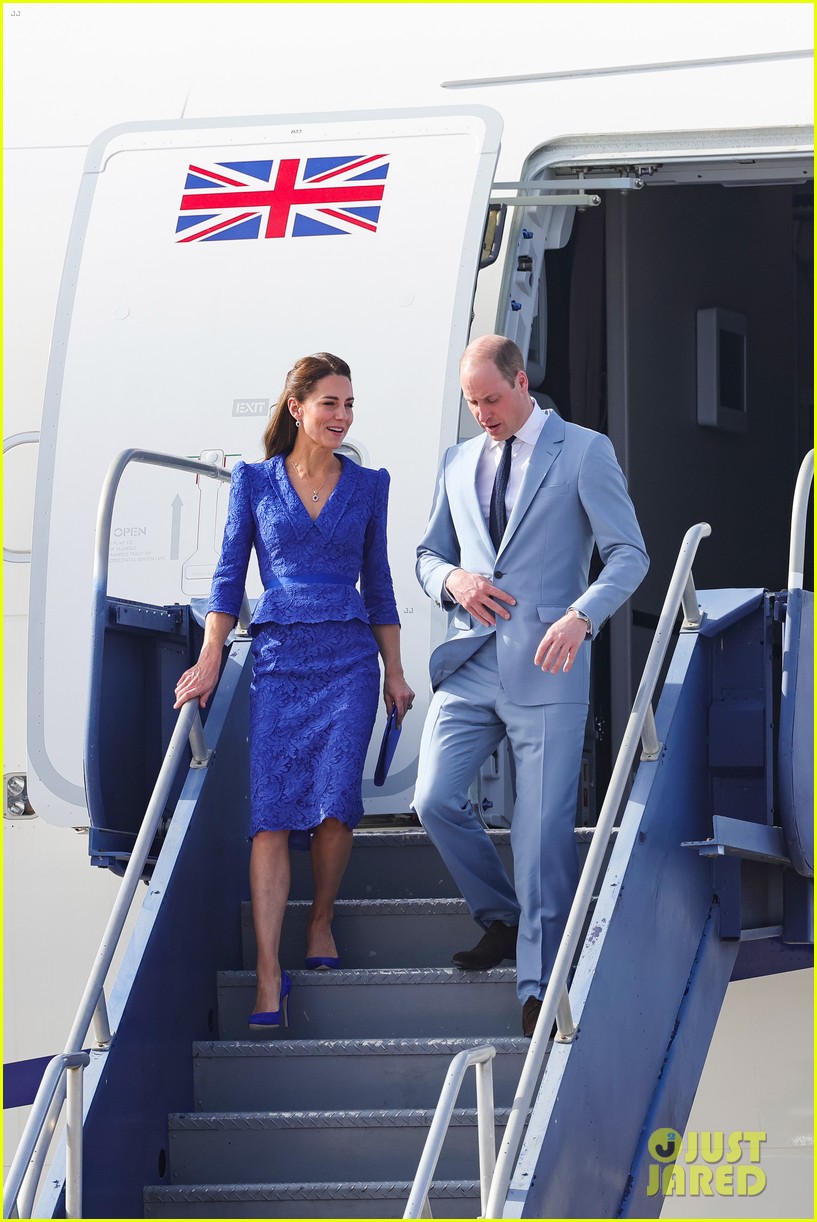 Prince William & Kate Middleton Coordinate in Blue While Arriving in