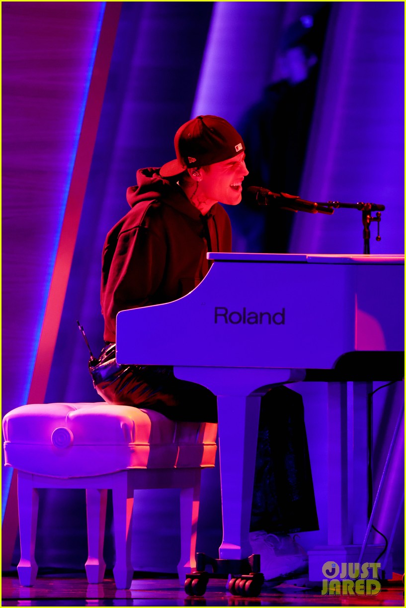 Justin Bieber Performs Nominated Song 'Peaches' at Grammys 2022 Photo