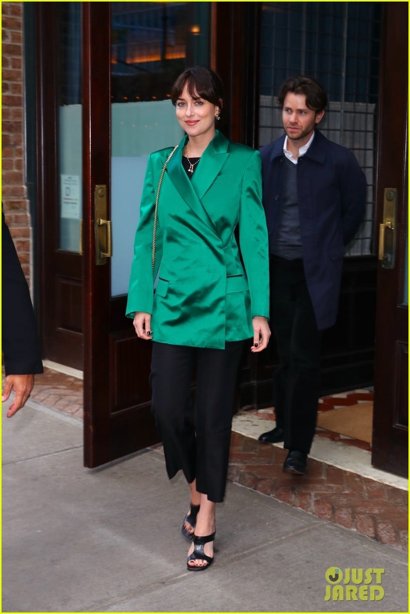 Dakota Johnson Wears Emerald Green Blazer to Dinner in NYC: Photo