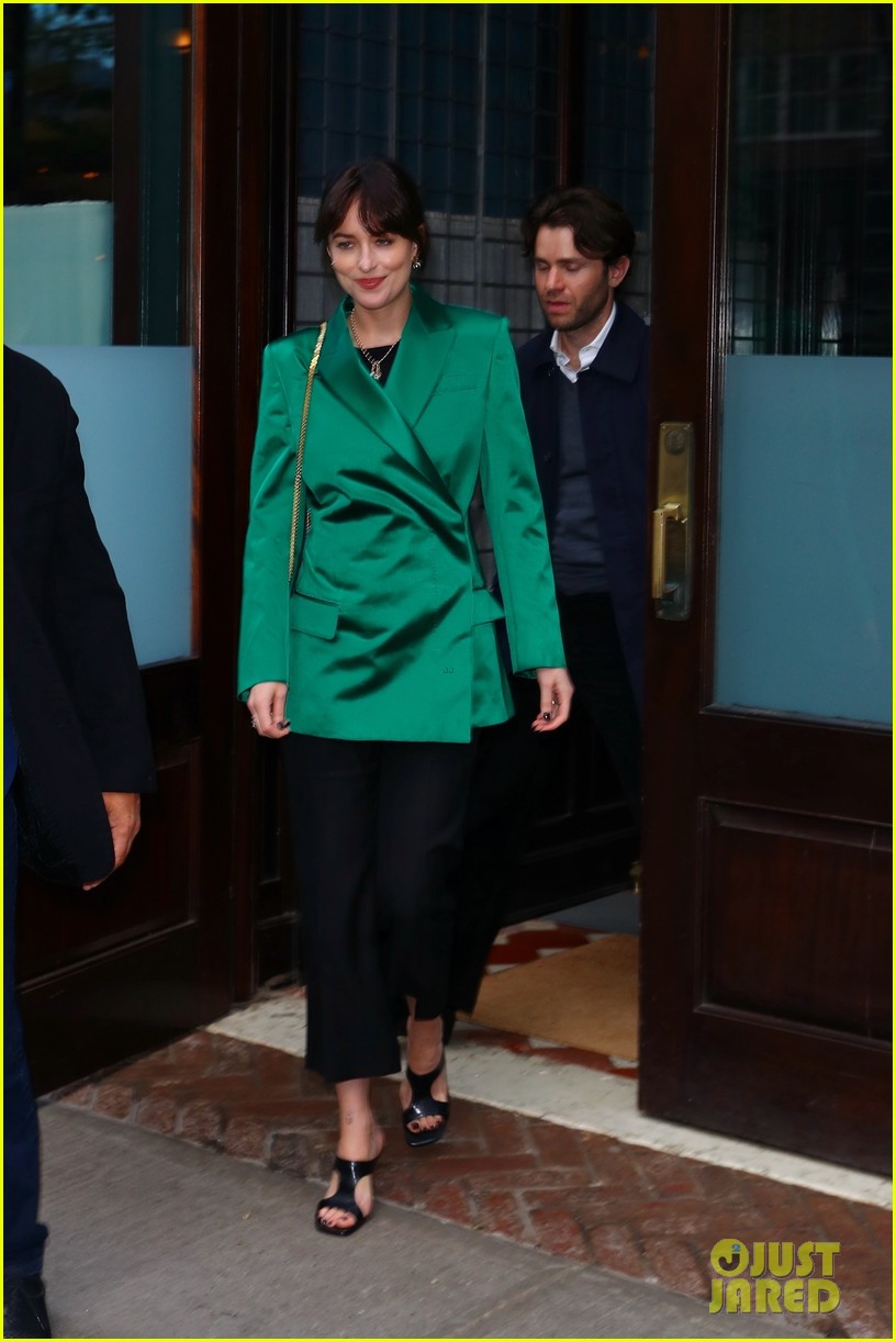 Dakota Johnson Wears Emerald Green Blazer to Dinner in NYC: Photo