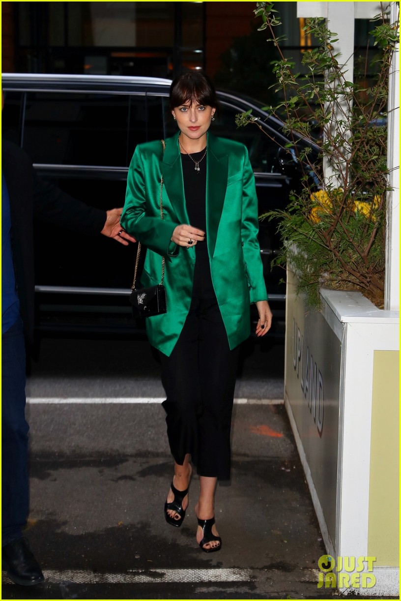 Dakota Johnson Wears Emerald Green Blazer to Dinner in NYC: Photo