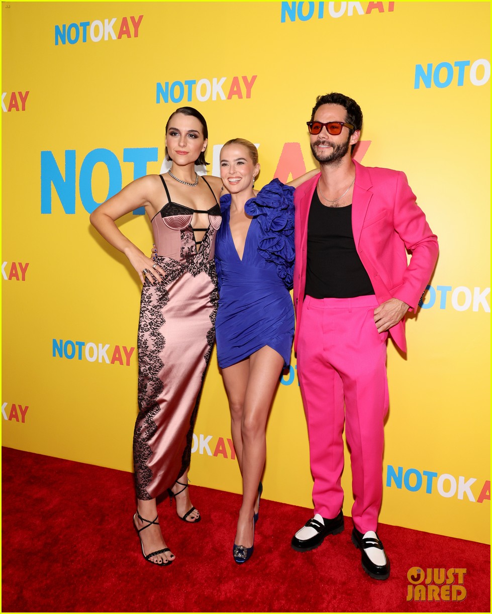Zoey Deutch & Dylan O'Brien Bring Pops of Color to 'Not Okay' NYC