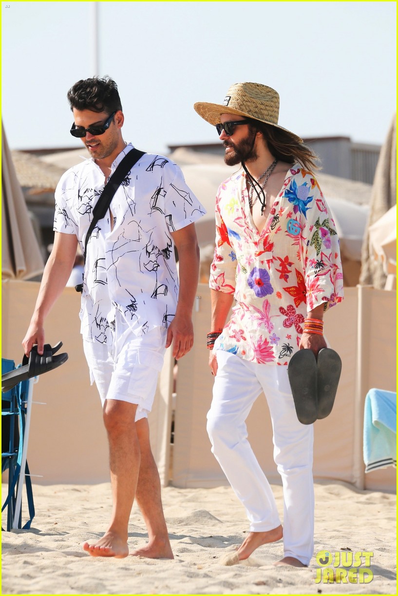jared leto wears colorful shirt straw hat walk in st tropez 094786176