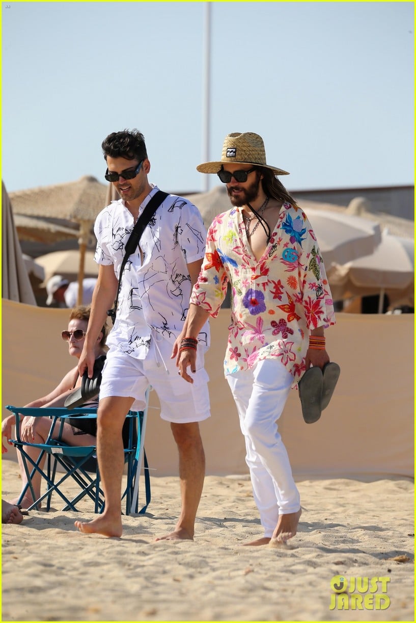 jared leto wears colorful shirt straw hat walk in st tropez 114786178