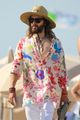 jared leto wears colorful shirt straw hat walk in st tropez 02