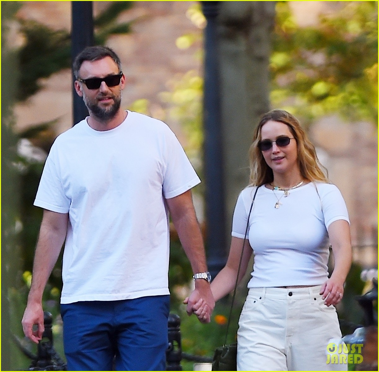 Jennifer Lawrence Holds Hands with Husband Cooke Maroney During Walk in the...
