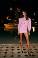 hailey bieber pretty in pink saint laurent fashion show 32