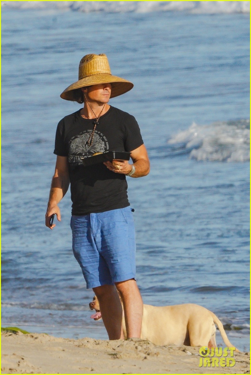 Ian Somerhalder Enjoys The Sun With His Dogs On A Malibu Beach Photo