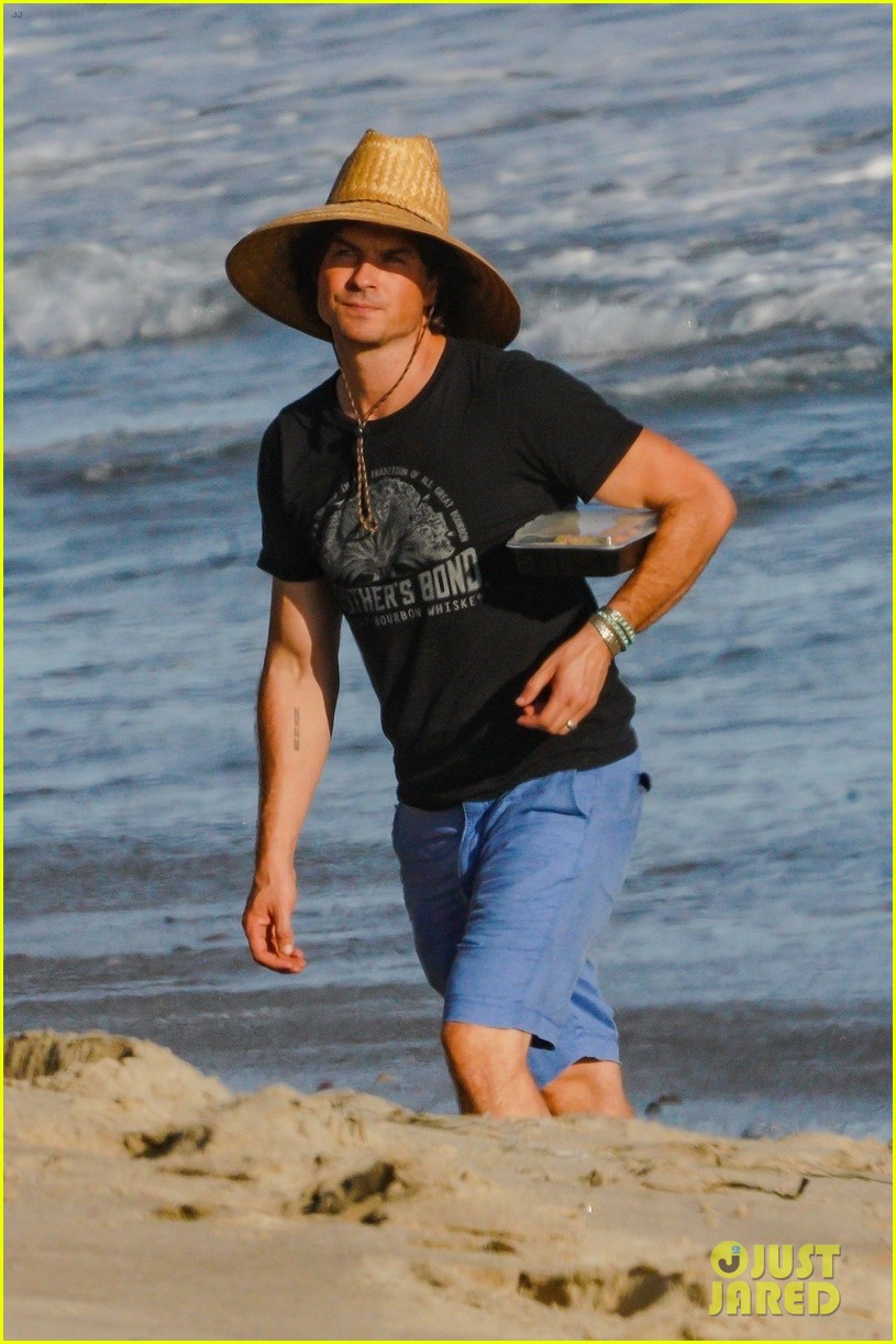 Ian Somerhalder Enjoys The Sun With His Dogs On A Malibu Beach Photo