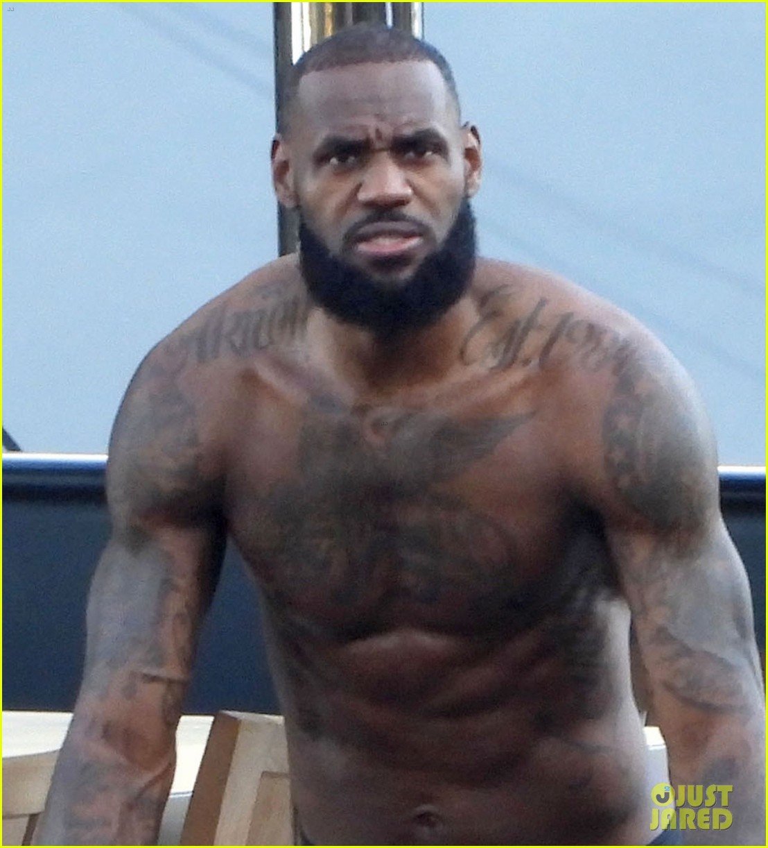 Full Sized Photo of lebron james shirtless workout in italy 07 Photo