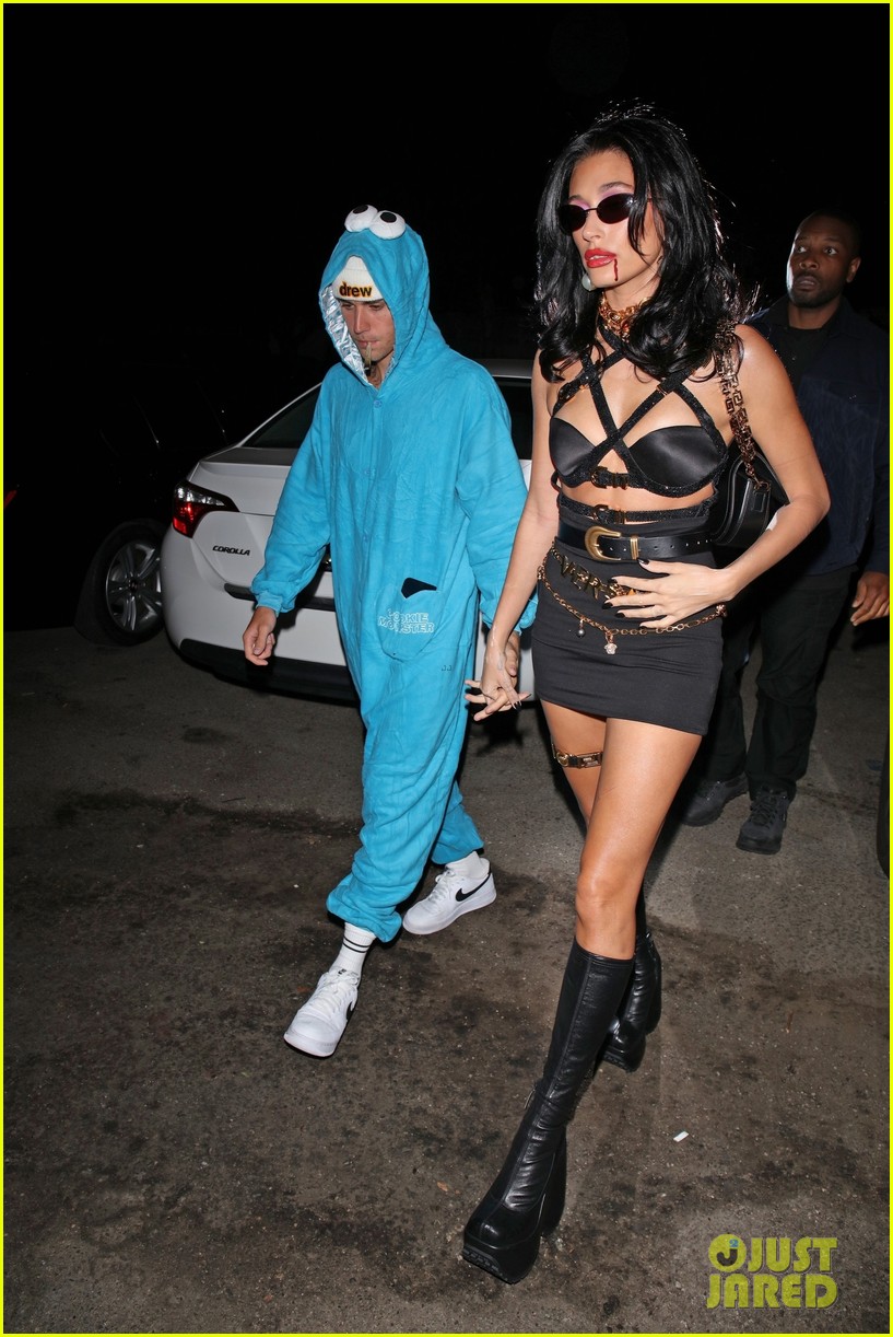 Hailey Bieber Dresses as a Sexy Vampire for Halloween While Justin