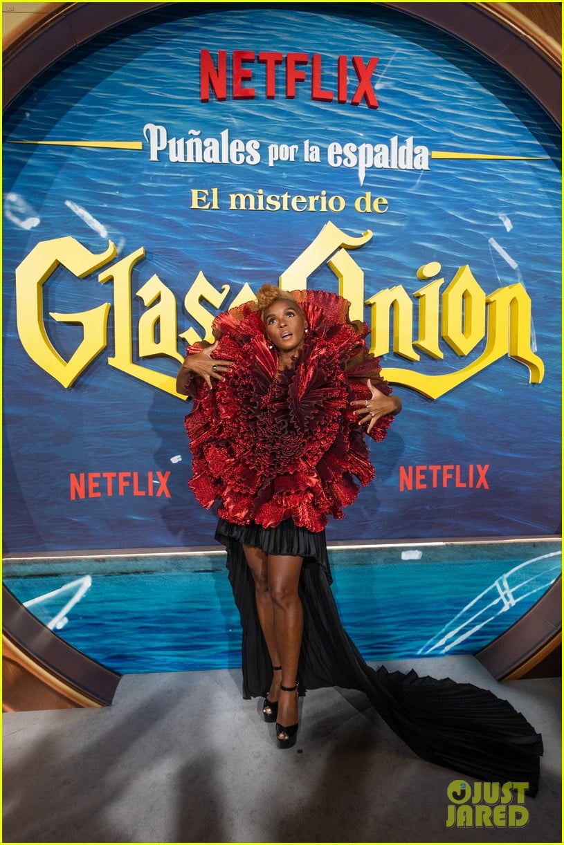 Janelle Monae Rules The Red Carpet in Textured Red Dress For 'Glass