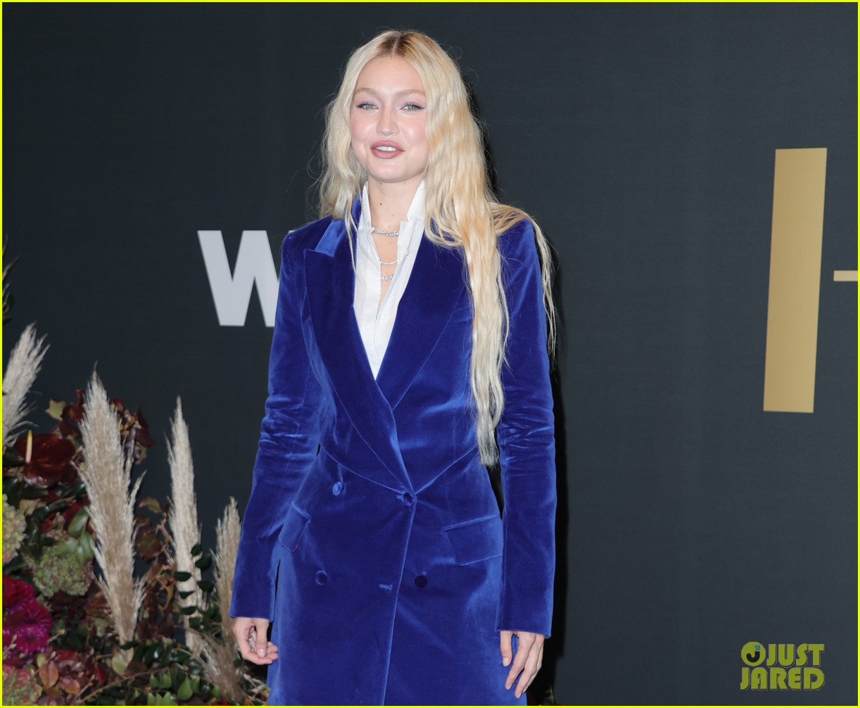 Gigi Hadid Rocks Blue Velvet Suit for WWD Honors Awards 2022 Photo
