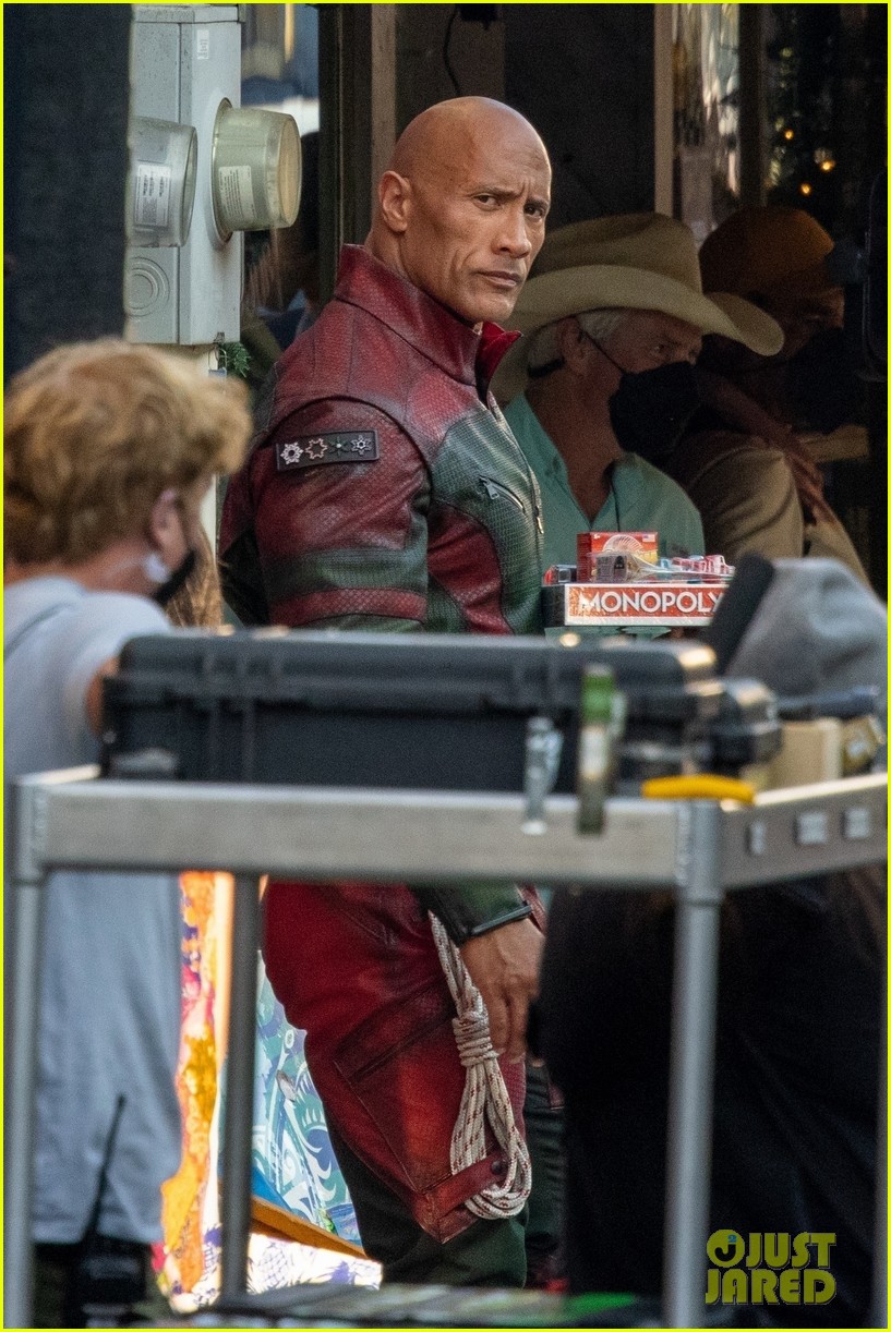 Dwayne Johnson Wears All-Leather Look While Filming 'Red One' Scenes